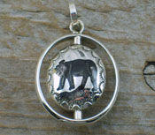 Native American Sterling Double Sided Bear Inlay Pendant